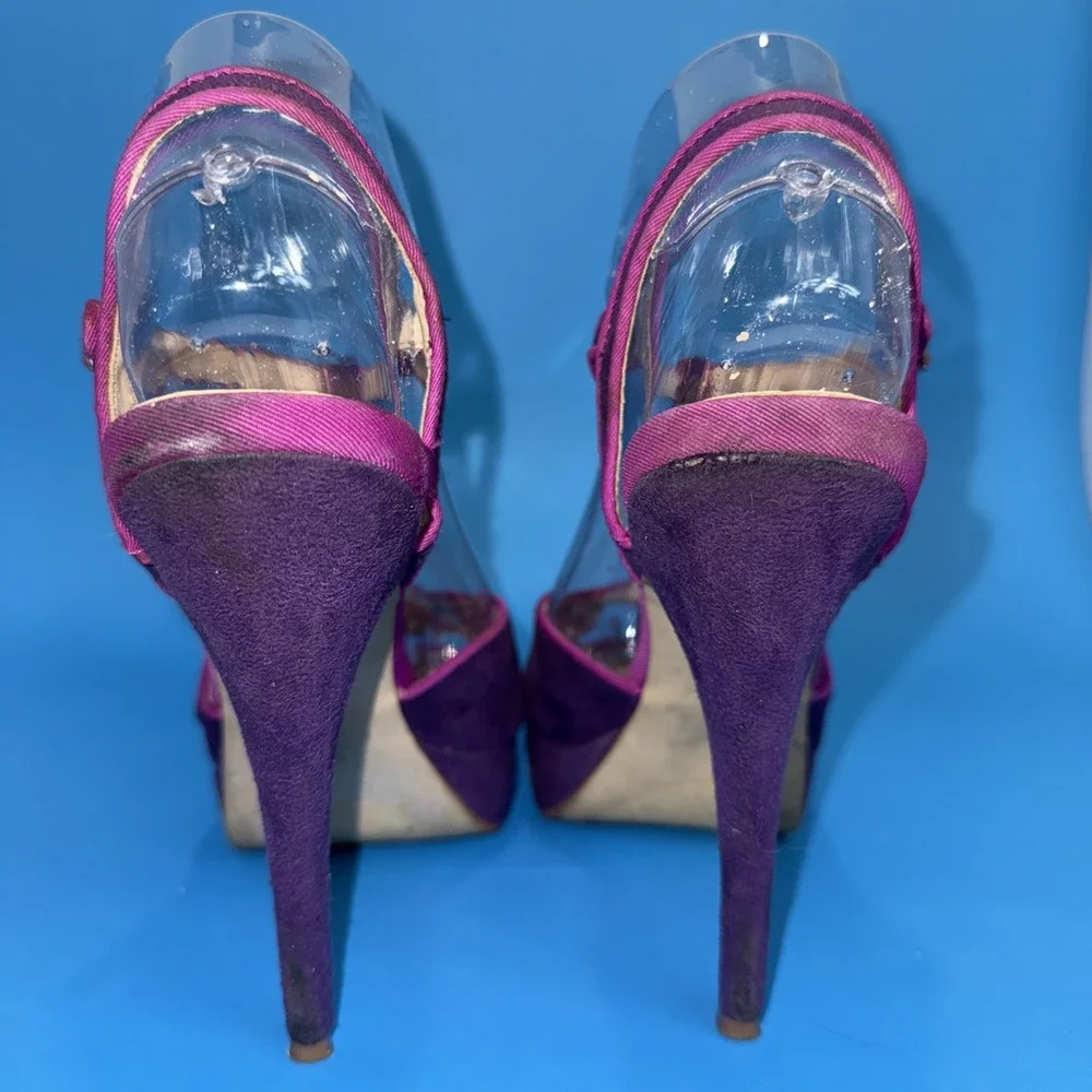 Elle Elharissa Purple Platform Stiletto‎ Heel T Strap SexySandal Shoe See Pics